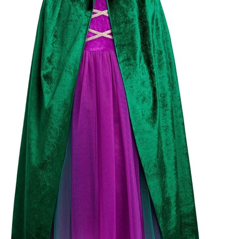 NWT Sanderson Sisters Costume Tulle Witch Dress w/ Hooded Cloak (Girls 9 - 10)